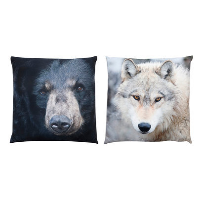 Kussenset beer en wolf